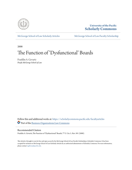 The Function of "Dysfunctional" Boards