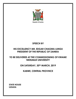 Speech by His Excellency Mr. Edgar Chagwa Lungu