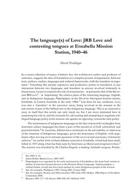 Of Love: JRB Love and Contesting Tongues at Ernabella Mission Station, 1940–46