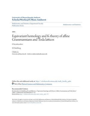Equivariant Homology and K-Theory of Affine Grassmannians and Toda Lattices R Bezrukavnikov
