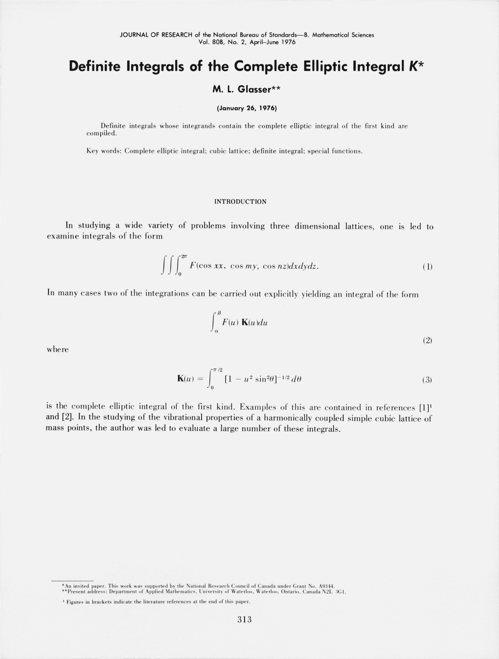 Definite Integrals of the Complete Elliptic Integral K*