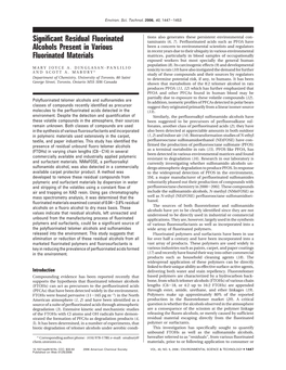 Significant Residual Fluorinated Alcohols Present in Various