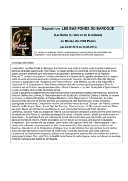 Expo Les Bas Fonds Du Baroque