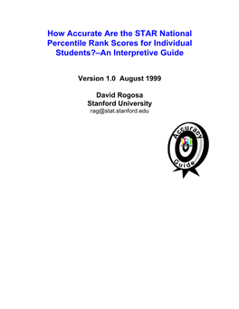 How Accurate Are the STAR National Percentile Rank Scores for Individual Students?–An Interpretive Guide