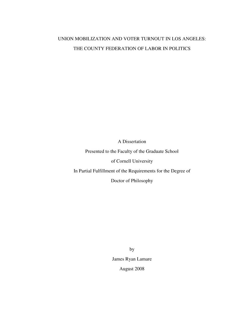 Union Mobilization and Voter Turnout in Los Angeles