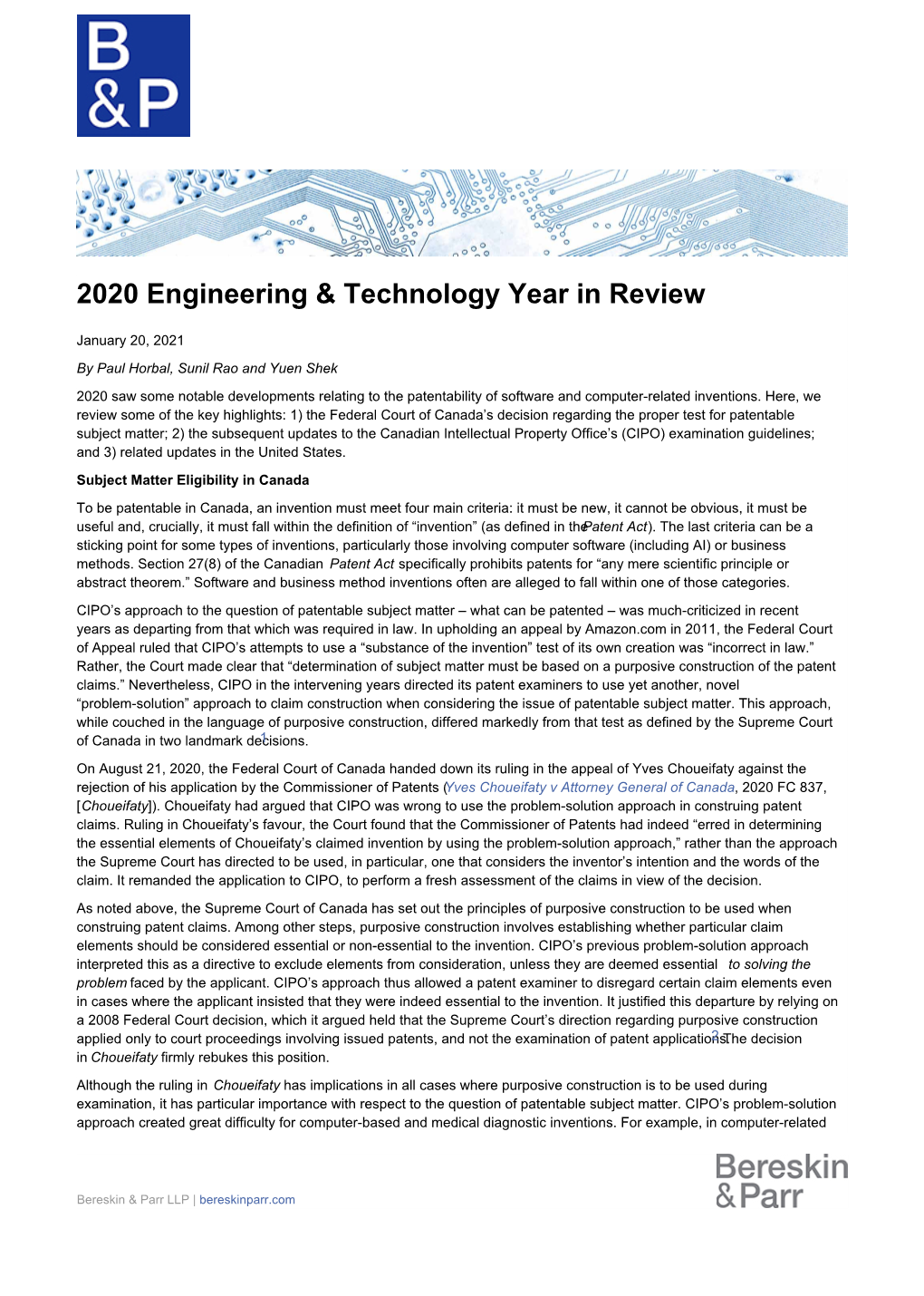 2020 Engineering & Technology Year in Review