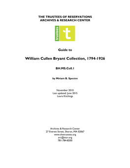William Cullen Bryant Collection, 1794-1926