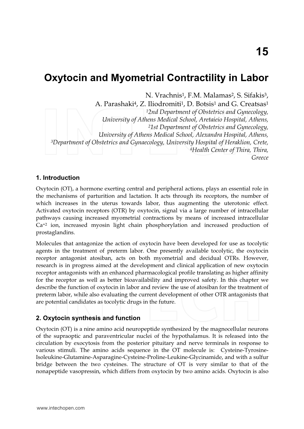 Oxytocin and Myometrial Contractility in Labor