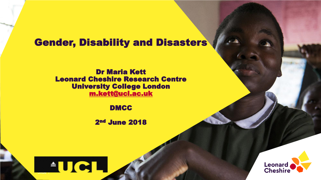 Gender, Disability and Disasters