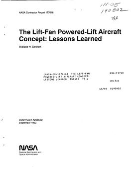 The Lift-Fan Powered-Lift Aircraft Concept: Lessons Learned