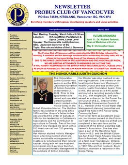 Probus Club of Vancouver Newsletter
