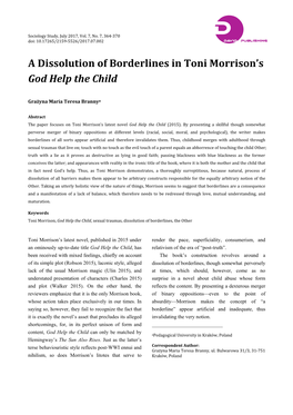 A Dissolution of Borderlines in Toni Morrison's God Help the Child