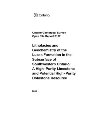 Lithofacies Geochemistry Lucas Limestone Dolostone Resource