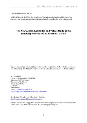 The New Zealand Attitudes and Values Study 2009: Sampling Procedure and Technical Details