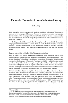 Kaurna in Tasmania: a Case of Mistaken Identity
