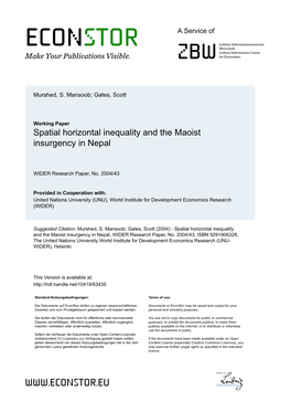 Spatial Horizontal Inequality and the Maoist Insurgency in Nepal