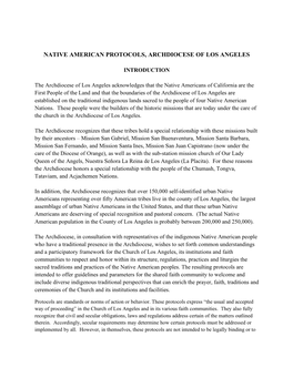 Native American Protocols, Archdiocese of Los Angeles