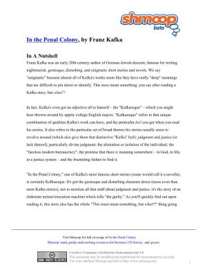 In the Penal Colony, by Franz Kafka