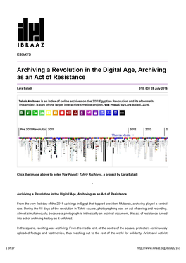 Archiving a Revolution in the Digital Age, Archiving As an Act of Resistance