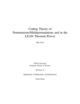 Coding Theory of Permutations/Multipermutations and in the LEAN Theorem Prover