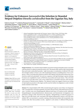 Evidence for Unknown Sarcocystis-Like Infection in Stranded Striped Dolphins (Stenella Coeruleoalba) from the Ligurian Sea, Italy