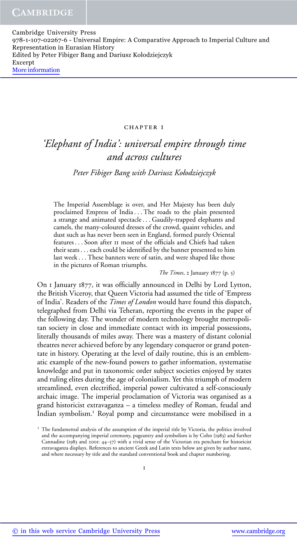 'Elephant of India': Universal Empire Through Time and Across Cultures