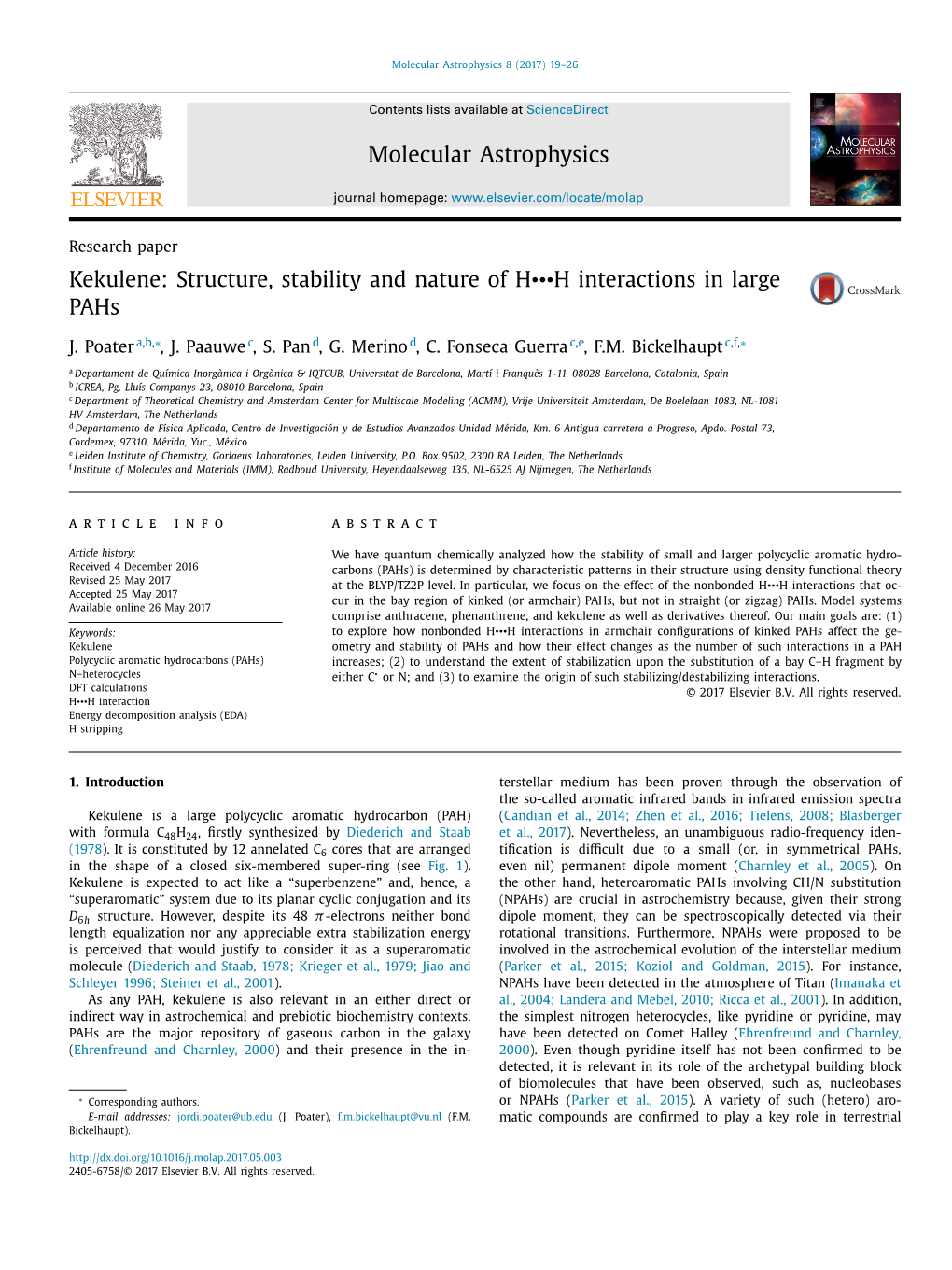 Kekulene: Structure, Stability and Nature of H ••• H Interactions in Large Pahs