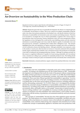 An Overview on Sustainability in the Wine Production Chain