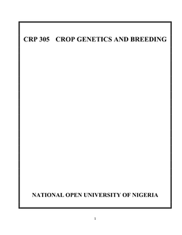 Crp 305 Crop Genetics and Breeding