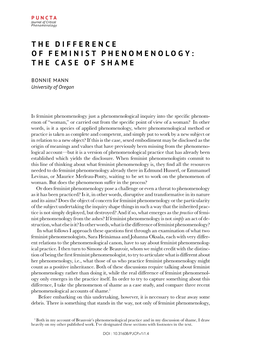 The Difference of Feminist Phenomenology: the Case of Shame