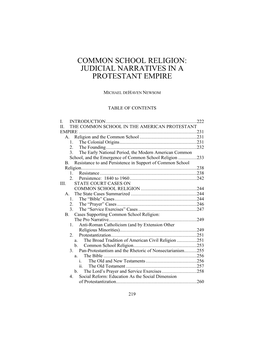 Common School Religion: Judicial Narratives in a Protestant Empire