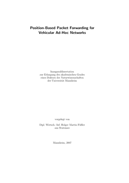 Position-Based Packet Forwarding for Vehicular Ad-Hoc Networks