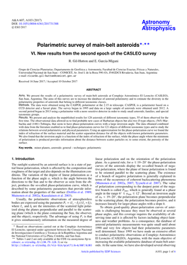 Polarimetric Survey of Main-Belt Asteroids?,?? VI