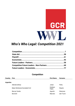 Who's Who Legal: Competition 2021