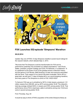 FXX Launches 552-Episode 'Simpsons' Marathon