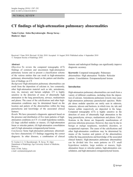 CT Findings of High-Attenuation Pulmonary Abnormalities