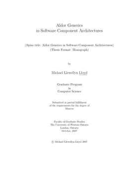 Aldor Generics in Software Component Architectures