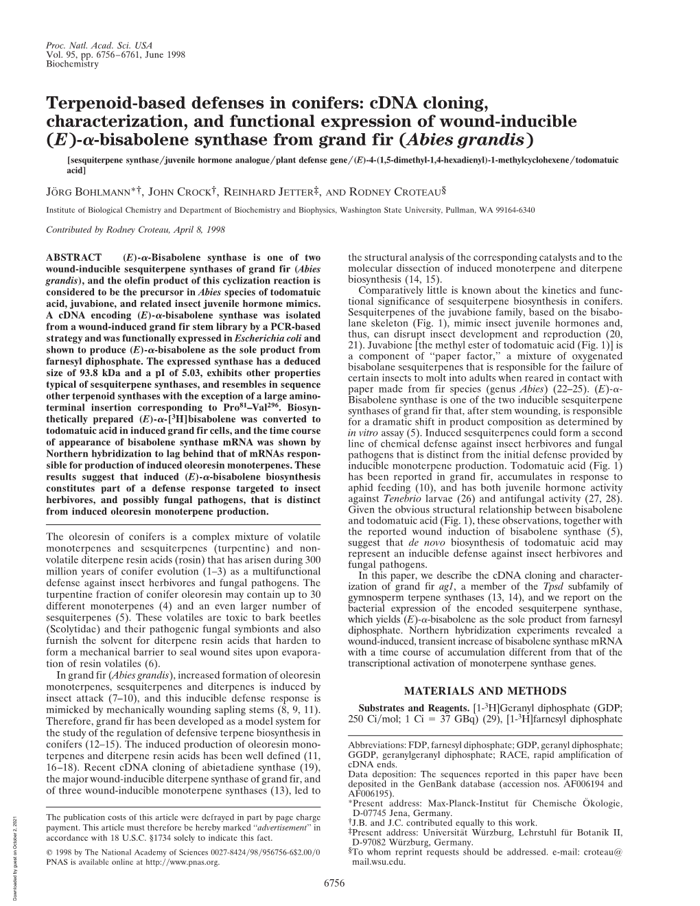 Terpenoid-Based Defenses in Conifers: Cdna Cloning