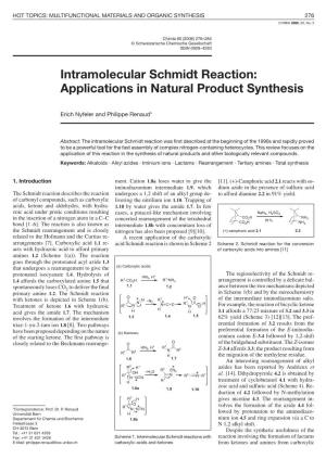 Intramolecular Schmidt Reaction: Applications in Natural Product Synthesis