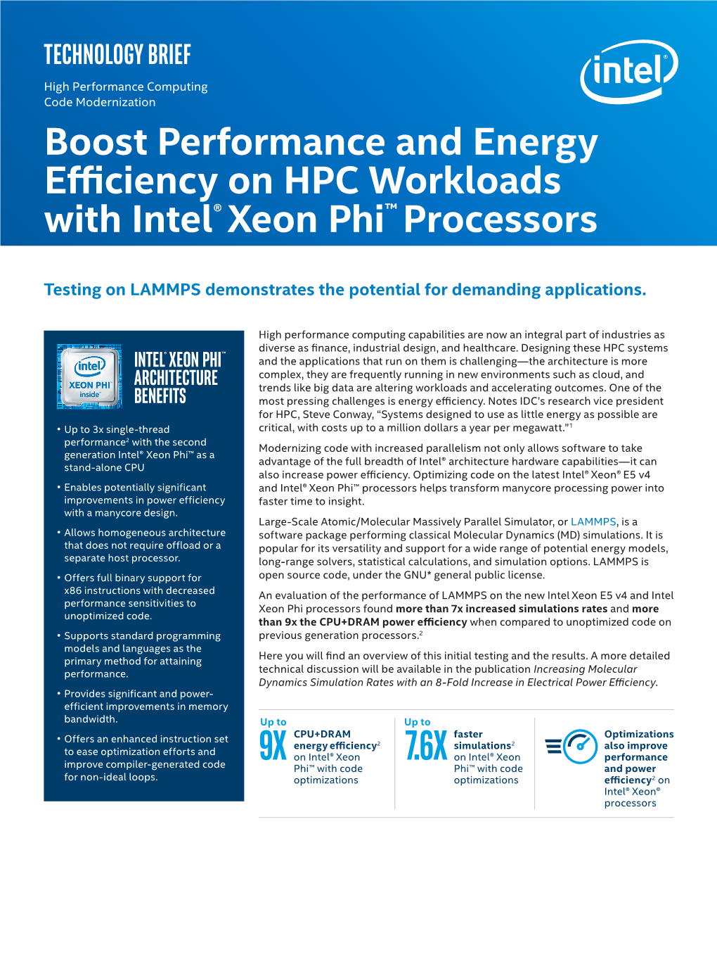 Intel® Xeon Phi™ Architecture Benefits