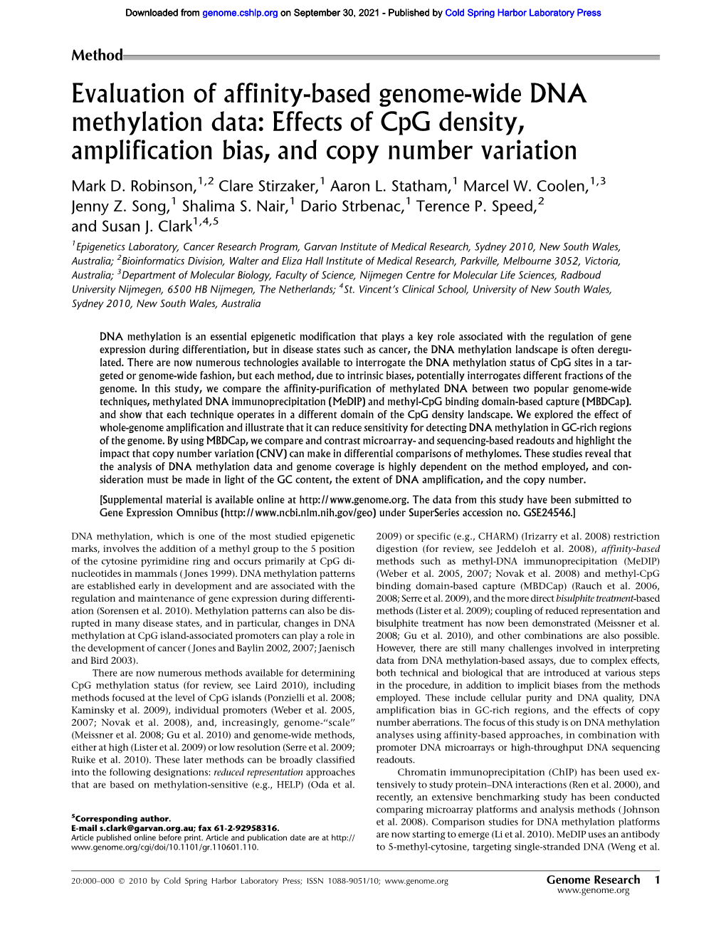 Evaluation of Affinity-Based Genome-Wide DNA Methylation Data: Effects of Cpg Density, Amplification Bias, and Copy Number Variation