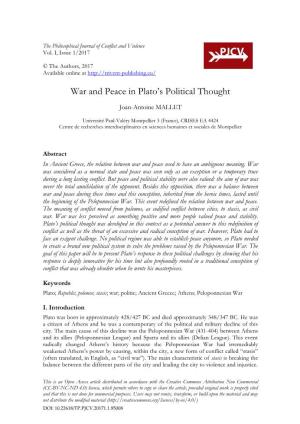 War and Peace in Plato's Political Thought