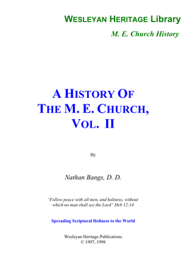 A History of the M.E. Church, Vol. II