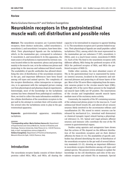Neurokinin Receptors in the Gastrointestinal Muscle Wall: Cell Distribution and Possible Roles