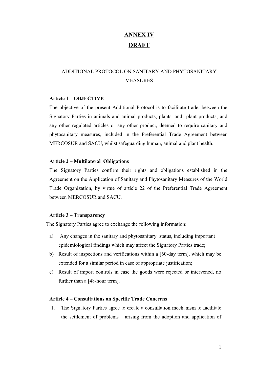 Additional Protocol on Sanitary and Phytosanitary Measures