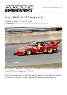 Early 1980 IMSA GT Championship