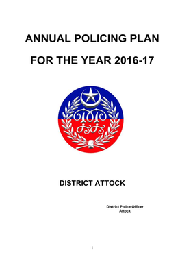 Annual Policing Plan for the Year 2016-17 District Attock