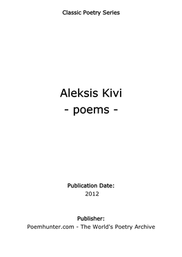 Aleksis Kivi - Poems