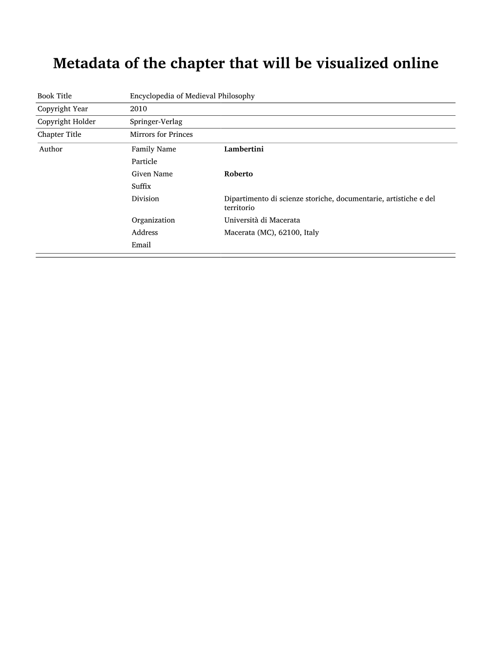 Metadata of the Chapter That Will Be Visualized Online