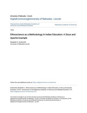 Ethnoscience As a Methodology in Indian Education: a Sioux and Apache Example